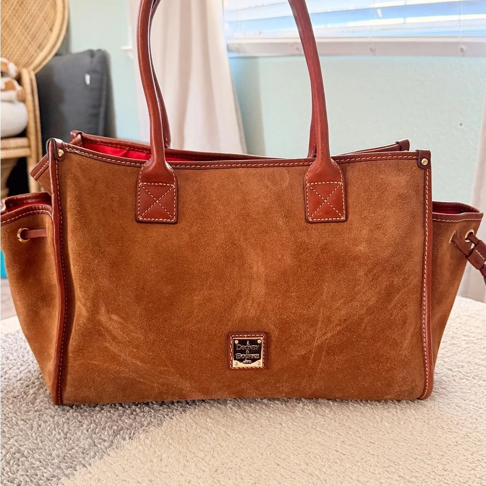 Dooney & Bourke Tan Suede Tote - Picture 5 of 10
